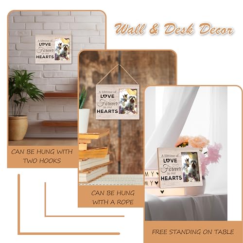 Pet Memorial Photo Frame - A Lifetime of Love Forever in Our Hearts - Wooden Tabletop Picture Frame for Dog or Cat - Sympathy Gift for Pet Owner - style: YuHong-Photo Frame-B73