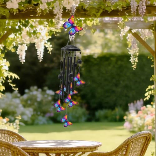 Butterfly Wind Chimes for Outside, Metal Windchimes Outdoors - size: Butterfly