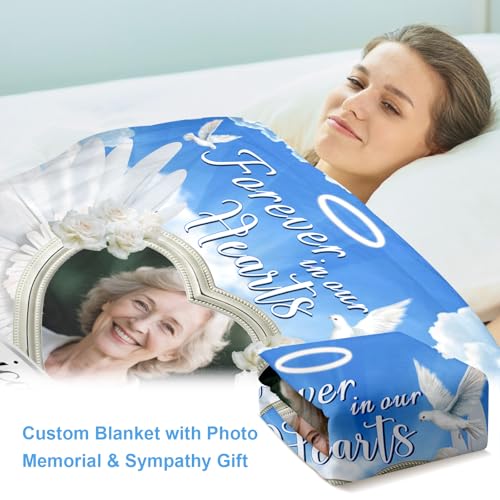Personalized Sympathy Blanket Custom Memorial Blanket with Photos for Loss of Loved One in Loving Memory Bereavement Grief Gifts for Father Mother Husband Wife Friends (Style-5)