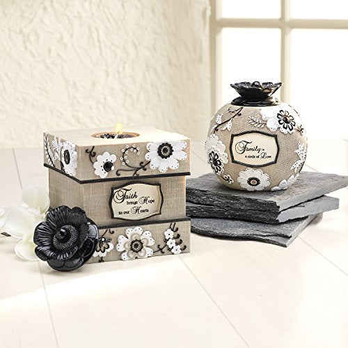 Pavilion Gift Company Modeles 88012, 5-Inch Square Tea Light Holder, Faith Sentiment