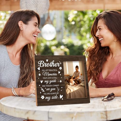 Memorial Pictures Frame, Brother You Left Beautiful Memories Photo Frame, Sympathy Gifts For Loss Of Brother, Farmhouse Home Living Room Bedroom Decoration -b26 - style: Brother