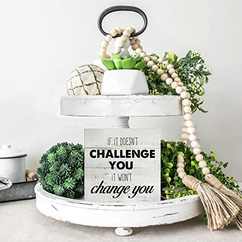 Rustic Uplifting Fitness Wood Box Sign Motivational Workout Wooden Box Sign - color: CHALLENGE