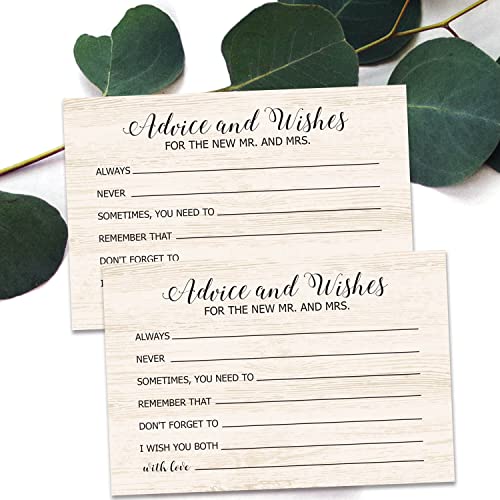 Advice and Wishes Cards for the New Mr and Mrs, Bride & Groom, Newlyweds, Wedding Advice Cards Perfect for Bridal Shower or Wedding, Wedding Guest Book Alternative, Pack of 50 4x6 Inch