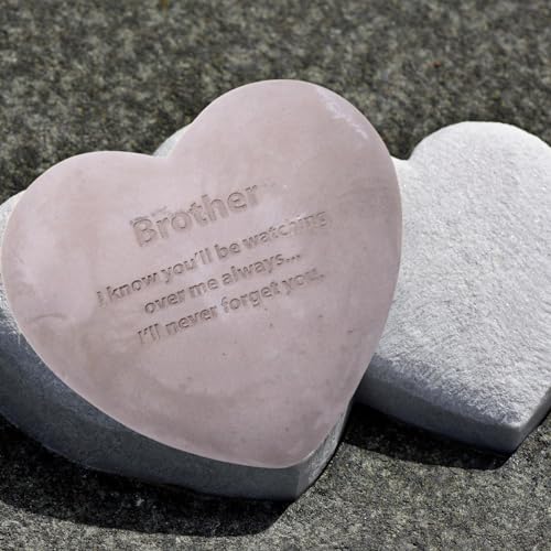 Wowser Heart Shaped Brother Memorial Stone, Sympathy Gift, Remembrance Garden Accent, 6 Inches