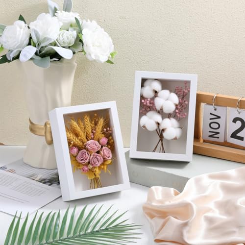 SHENLIU 12 Pack 4 x 6 Inches Shadow Box Frame, Small Wood Frame Memory Display Cases,1.2in Depth Picture Frames Case for Dried Flowers, DIY Craft, Memorabilia, Medals and Photos, White