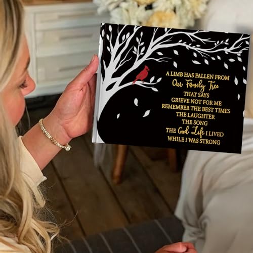 Cardinal Funeral Guest Book for Memorial Service, Memorial Sign in Book | 320 Entries, Table Sign Card Included, Gold Stamping, Twill-Textured Paper Cover, Celebration of Life Keepsake, 9x7.5" - color: Cardinal