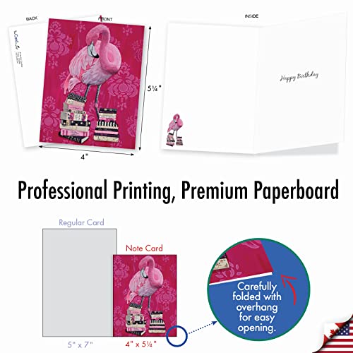 The Best Card Company 20 Assorted Birthday Notes Box Set 4 x 5.12 Inch with Envelopes (10 Designs, 2 Each) Fancy Wildlife AM3364BDG-B2x10 - style: Fancy Wildlife