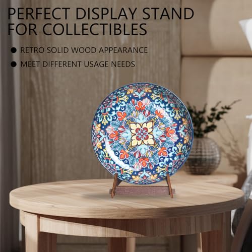 10 Inch Wooden Plate Display Stand, 1 Pack | Plate Holder, Display Stand for Book, Frame Picture, Plaque, Photo, Platter, Bowl, Decorative Tabletop Art Stand