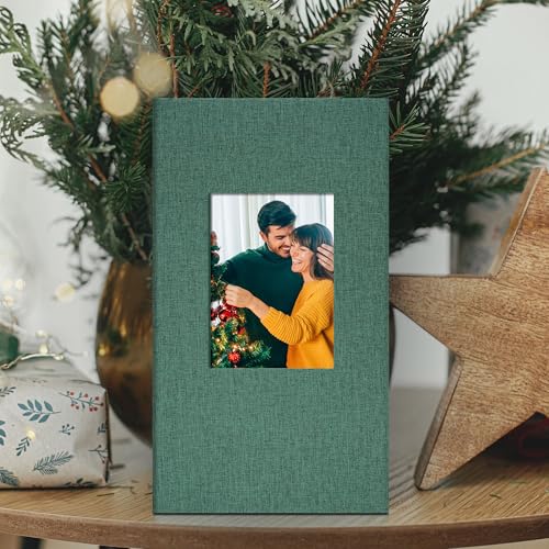 4x6 Slip In Photo Album Holds 300 Pockets Cloth Cover Black | DIY cover window, Acid free pages, PVC free pockets, Family Travel Wedding, Gift ready - color: Black, size: 300 Pockets
