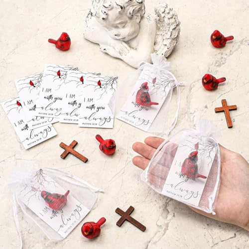 VioraWhite Cardinal Memorial Gift Resin Red Bird Cardinal Figurines Funeral Favor Memorial Gift Remembrance Poem Card for Family Friend Guest Garden Craft Cake Topper Decor(Fashion) - style: Fashion