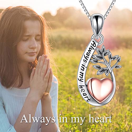 Heart/Cross/Infinity Moonstone Urn Necklace for ashes for Women Sterling Silver Dainty Cremation Jewelry Trendy Ashes Keepsake Memorial Gift for Mother/Grandma/Sister/Husband - style: Tree of life