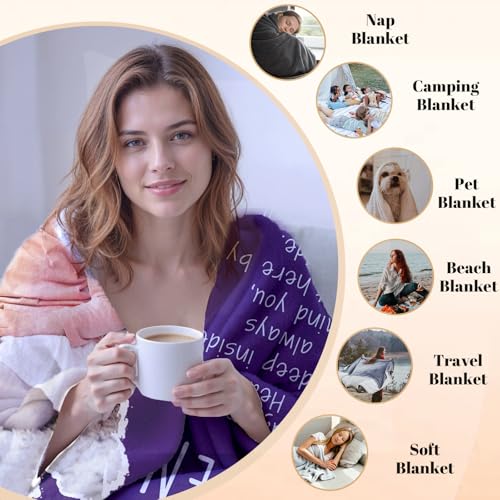 Arovene Ship Next Day, Custom Memorial Blanket with Photo - Printed in USA, A Hug from Heaven Blanket, Personalized Sympathy Gifts for Loss of Loved One Dad Mom Husband Wife Friend Dog Memorial Gifts - color: Style 08