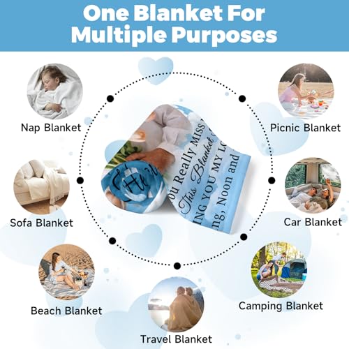 Custom Sympathy Blanket with Photo - Personalized Memorial Blanket for Departed Loss of Loved One in Loving Memory Bereavement Grief Gifts for Dad Mom Husband Wife Friend Women Men (Cloud and Wing)