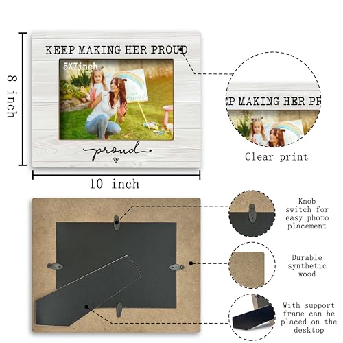 FONDCANYON Mom Memorial Picture Photo Frame, Bereavement Sympathy Gifts for Loss of Mother, Keep Making Her Proud Picture Frames, Memorial Gifts for Loss of Mom (5x7 Inch Photo)