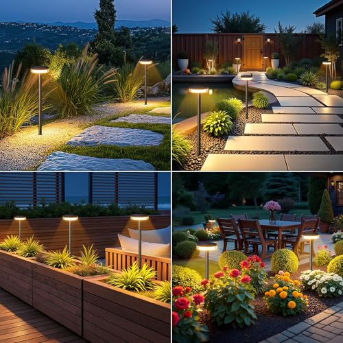 LETMY Solar Pathway Lights Outdoor, 4 Pack 2X Brighter Solar Lights Outdoor Waterproof, Taller Pathway Light with Larger Panel, Auto On/Off Up to 12Hrs Driveway Light for Yard Outside Patio Path Lawn - size: 4 Pack