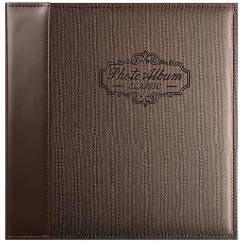 Photo Album Holds 3X5, 4X6, 5X7, 6X8, 8X10 Photos, Leather Cover, Magnetic Self-Stick Page, Hand Made DIY Albums (Dark Brown, Large) - color: Dark Brown, size: Large
