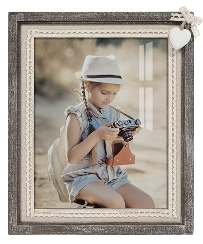 Sapowerntus 8x10 Rustic Picture Frames Wooden Farmhouse Heart Photo Frame - size: 8x10 in (single)
