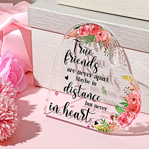 Yulejo Good Friends Gift for Women, Christian Thank You Gifts for Friendship Acrylic Heart Keepsake Inspirational Office Appreciation Gifts for Friends Female Coworker Office Table (Lovely Flowers) - style: Lovely Flowers