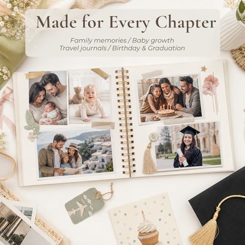 Vienrose Scrapbook Album,40 Pages,10x10 Inch,Beige | Linen Arch Window,Personalized DIY Photo Album – Wedding,Baby Shower,Anniversary,Travel,Keepsake Gift - color: Beige, size: 10 INCH 40 Pages