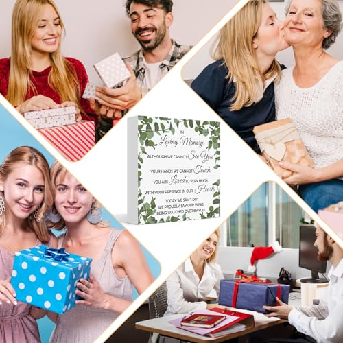 Wedding Memorial Sign Wooden Desk Decor Loving Memory Sign for Marriage Ceremony and Reception 5x5 Inch Wooden Plaque for Wedding Party Dinner Table Decoration