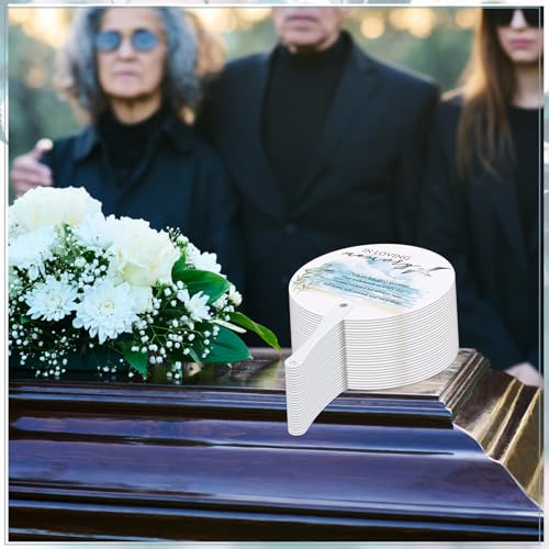 Teling 50 Pcs Funeral Favors Fans Memorial Plastic Celebration of Life Handheld Fans with Plastic Handle Hand for Funeral Guests Services Condolence Sympathy Gift Supplies(Sea Mew) - style: Sea Mew