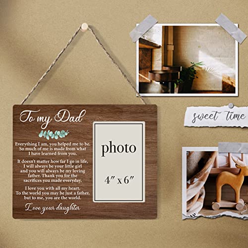 Zauly to My Dad Wooden Picture Frame Gift from Daughter, Father Love Quote Wood Photo Frame Gifts for Father's Day Birthday Christmas, Tabletop and Wall Mounting, 4x6 Inch Photo - color: To