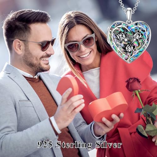 Dorunmo Locket Necklace 925 Sterling Silver Pictures Photo Keep Someone Near to You Custom Lockets Mother's Day Jewelry Personalized Photo Locket Gifts - color: C-Lotus-Abalone, style: Locket Only