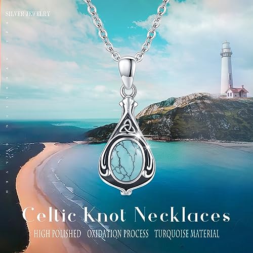 Urn Necklace for Ashes Cremation Jewelry 925 Sterling Silver Ashes Pendant Necklace Memorial Jewelry Gifts for Women Men Girls Boys - style: Celtic-Dec-Turquoise