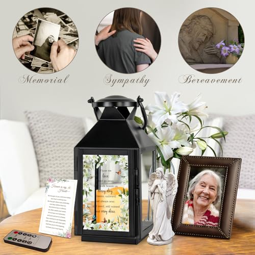 Memorial Lantern - Bereavement Sympathy Gifts for Loss of Loved One - Mother, Father, Grandpa, Grandma Remembrance Gift - color: Those We Love Black