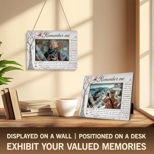 Remember Me Picture Frame for Loss of Loved one, Sympathy Bereavement Gifts for Family, Condolences Remembrance In Memory of Mom Dad Brother Sister Baby, Tabletop and Wall Mount Display 4x6” - color: Grey
