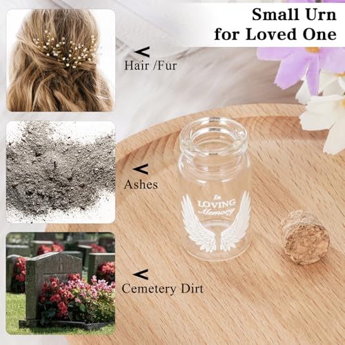 SOITIS Wooden Box for Ashes - Small Glass Urn for Human Ashes Keepsake, Mini Urns for Ashes Cremation Holder, Funeral Keepsake for Women Men-White Wings Urn - size: White