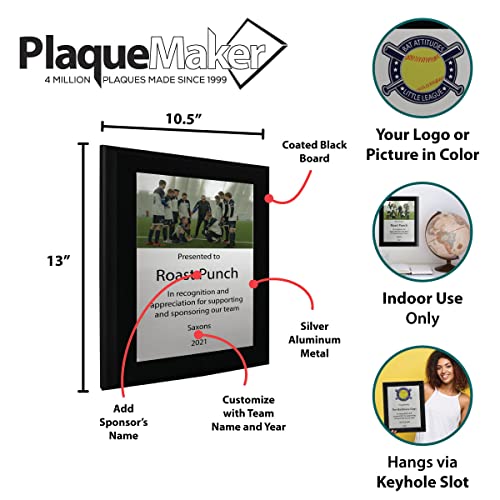 Support and Sponsor Team Plaque - Include your Custom Message, Photo and Logo (10.5 X 13") - size: 10.5 X 13"