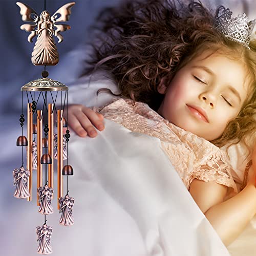 JUNQIU Angel Wind Chimes for Outside, Religious Wind Chimes, Angel Gifts