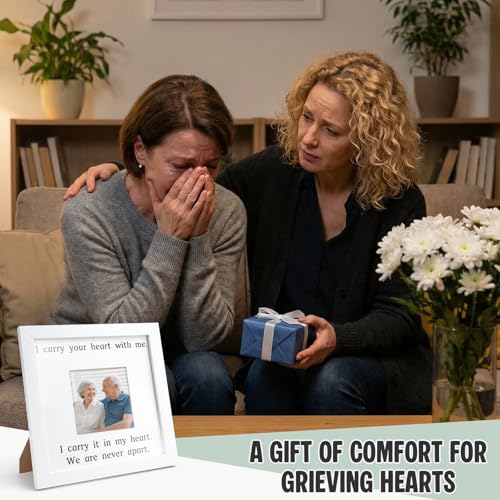 THYGIFTREE Sympathy Gifts for Loss of Mom Daughter - Memorial Picture Frame for Best Friend - I Carry Your Heart With Me Poem Bereavement Gift - Literary Poetry Decor for Bedroom Vanity & Home