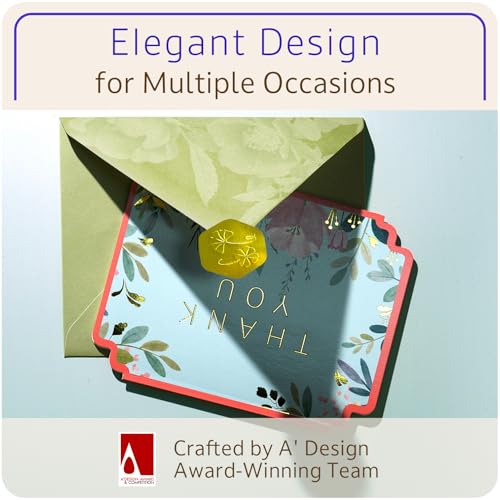 Floral Thank You Cards, Die-Cut Gold Foil, 100 Cards with Envelopes