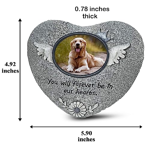 Pet Memorial Stones for Dog or Cats,Loss of Dog Sympathy Gift Indoor Display,Pet Grave Markers Dog Bereavement Gifts Outdoor Tombstone Heart Shaped Carve "You will forever be in our heart"