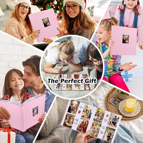 Photo Album 4x6 Vertical 600 Photos with Writing Space, Pink | Linen Cover, Acid-Free Pages, Clear PP Pockets, Memo Writing Space, Front Display Window, Family, Wedding & Travel Memories - color: Pink