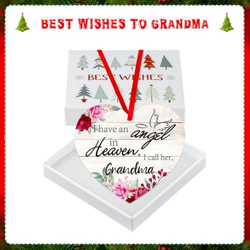SICOHOME Memorial Ornament for Grandma, I Have an Angel in Heaven Keepsake - Sympathy Gifts for Loss of Grandmother - Comforting Bereavement Gift with Gift Box - Memorial Christmas Ornament