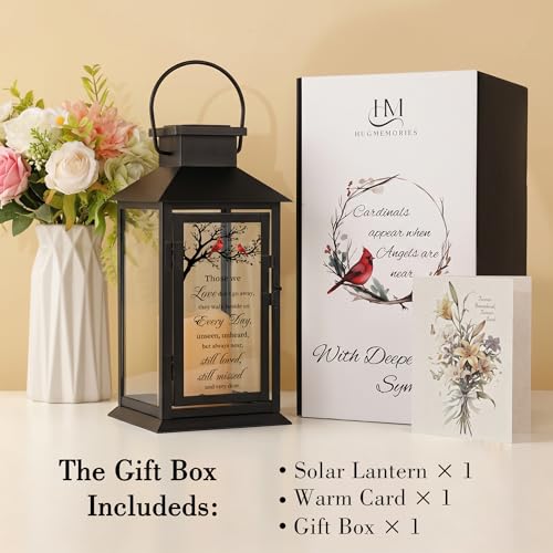 Solar Memorial Lantern Outdoor Waterproof, Sympathy Gifts for Loss of Loved One Mom Dad, Remembrance Grief Gift for Loss, in Memory of Loved One Gifts - style: Cardinal/Black