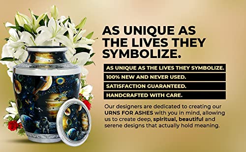 BOLD & DIVINE Cosmic Galaxy Cremation Urn | Human Ashes Adult Memorial urn, Burial, Funeral Cremation Urns | 200 Cubic Inches Adult/Large with Velvet Bag - color: Cosmic Galaxy