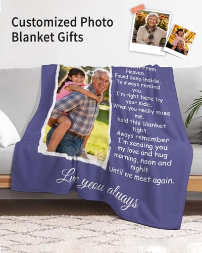 Custom Memorial Blanket with Photos for Loss of Loved One, Thanksgiving Gifts Personalized Sympathy Blanket for Loss of Dad Mom Husband Wife Friend of Loved One Gifts, Ships Next Day Made in USA - color: Style 3