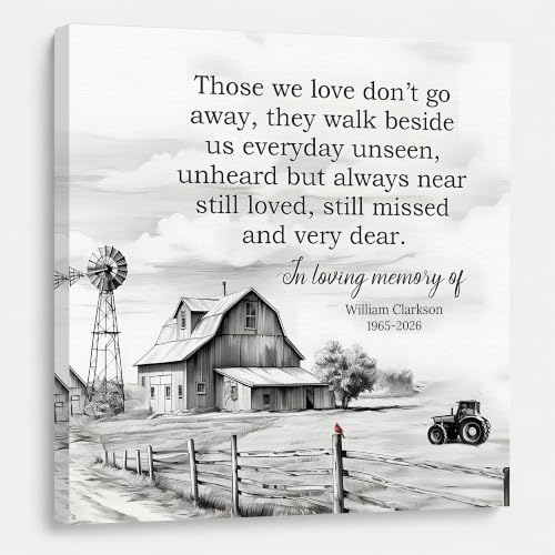 KiKiLuna Personalized In Loving Memory Farmhouse Memorial Canvas Wall Art - color: Design 7