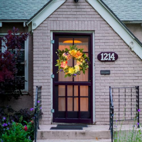 Svndlyn 22 Inch Lighted Summer Floral Wreath for Front Door Decor