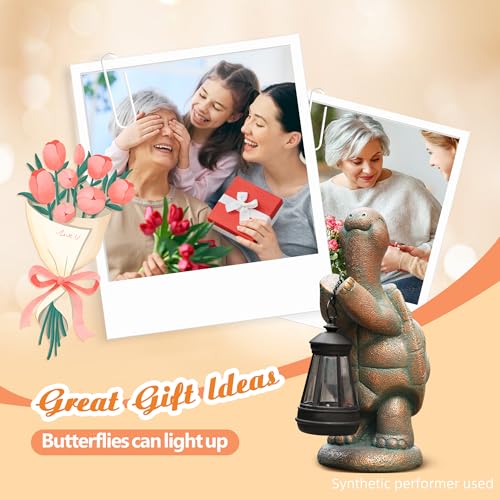 Solar Turtle Garden Statue, Resin Outdoor Decor with Light Lantern - style: Lantern Turtle 10.2in