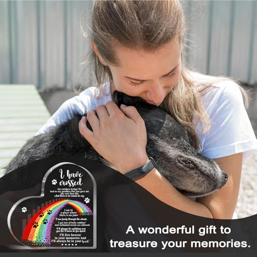 Xendelow Pet Memorial Gifts, Sympathy Gifts for Loss of Dog Cat, Pet Sympathy Present, Pet Memorial Acrylic Rainbow Bridge Decorations, Condolences Gift for Remembrance, Bereavement Gift for Loss Pet - style: 004
