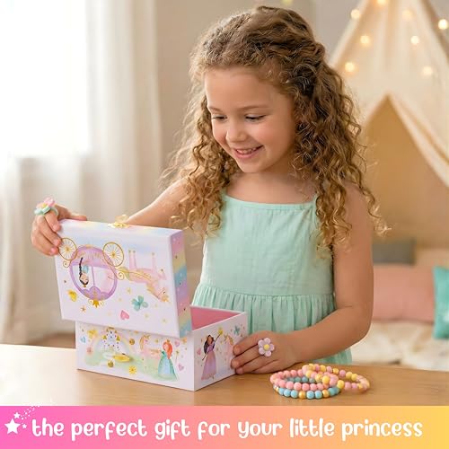 Giggle & Honey® Musical Princess Jewelry Box for Girls | Music Boxes for Little Girls, Toddler Jewelry Box for 4 Year Old Kids, Toys for Toddlers, Birthday Gifts for Kids 5-9 Years - style: Perfect Princess