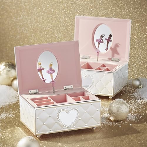 Lenox Childhood Memories Black Ballerina Jewelry Box, Silver/Pink | silverplate over stamped steel | wind-up musical design | keepsake jewelry organizer gift | 4.25 inch - style: African American Ballerina