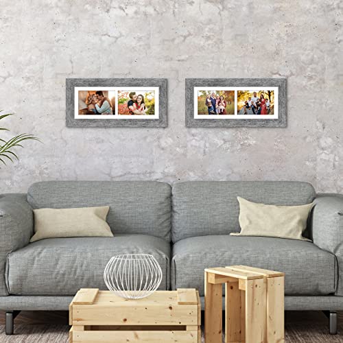 6x15 Collage Frame, 2 Open 5x7 Photo Frame Collage for Wall - color: Grey, size: 6x15 - (2 open5x7)