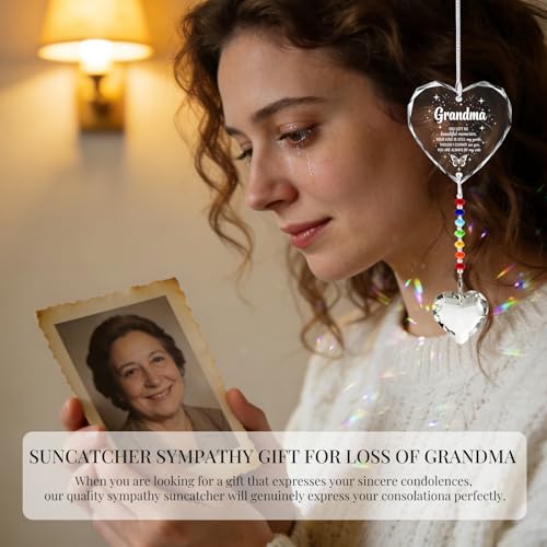 Hegelda Memorial Gifts for Loss of Grandma Crystal Suncatcher Ornaments | Sympathy Gifts for Loss of Grandma, Bereavement Funeral Condolence Gifts for Grieving Grandma - style: Grandma