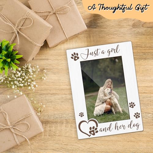 Just A Girl And Her Dog Picture Frame, Dog Memorial Photo Frame for Pet Lovers Friends, Dogs Lover Gifts 4x6 Wooden Picture Frames, Home Bedroom Office Shelf Table Decor -027 - style: Just A Girl And Her Dog